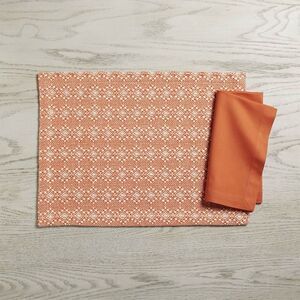 2 Crate & Barrel Orange Knit Marrakech Placemats